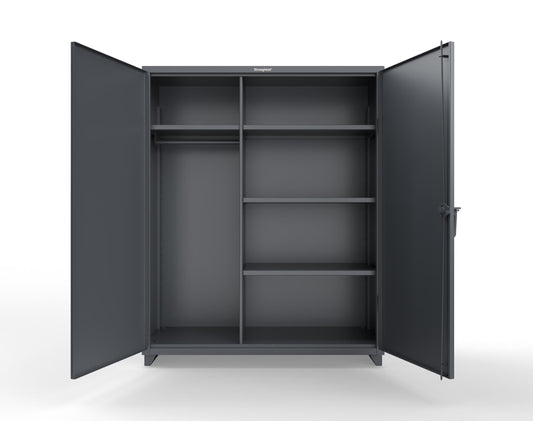 Extra Heavy Duty 14 GA Uniform Cabinet with 4 Shelves - 60 In. W x 24 In. D x 75 In. H - 56-W-244-L-7024