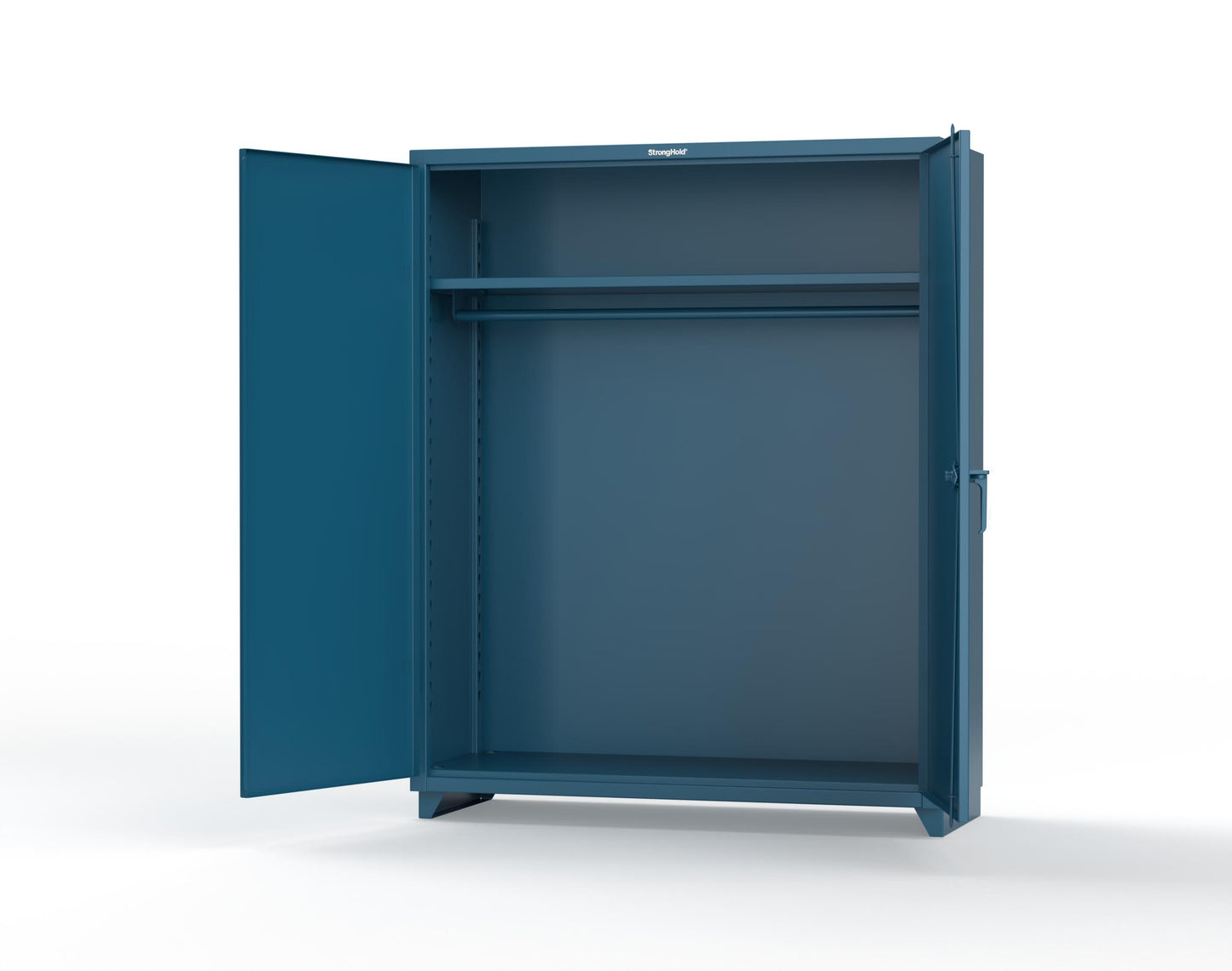 Extra Heavy Duty 14 GA Uniform Cabinet with Hanger Rod, 1 Shelf - 60 In. W x 24 In. D x 75 In. H - 56-WR-241-L-5001