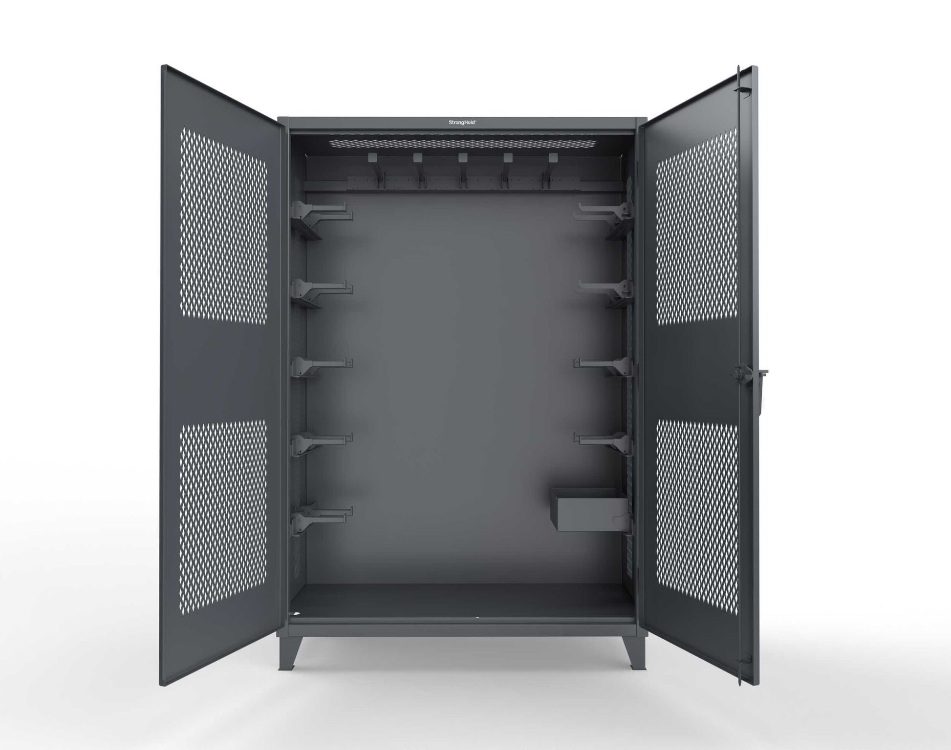 Extreme Duty 12 GA Rigging Cabinet with Ventilated Doors with Short & Long Hangers - 60 in. W x 24 in. D x 90 in. H - 57-VBS-240-23H-7024