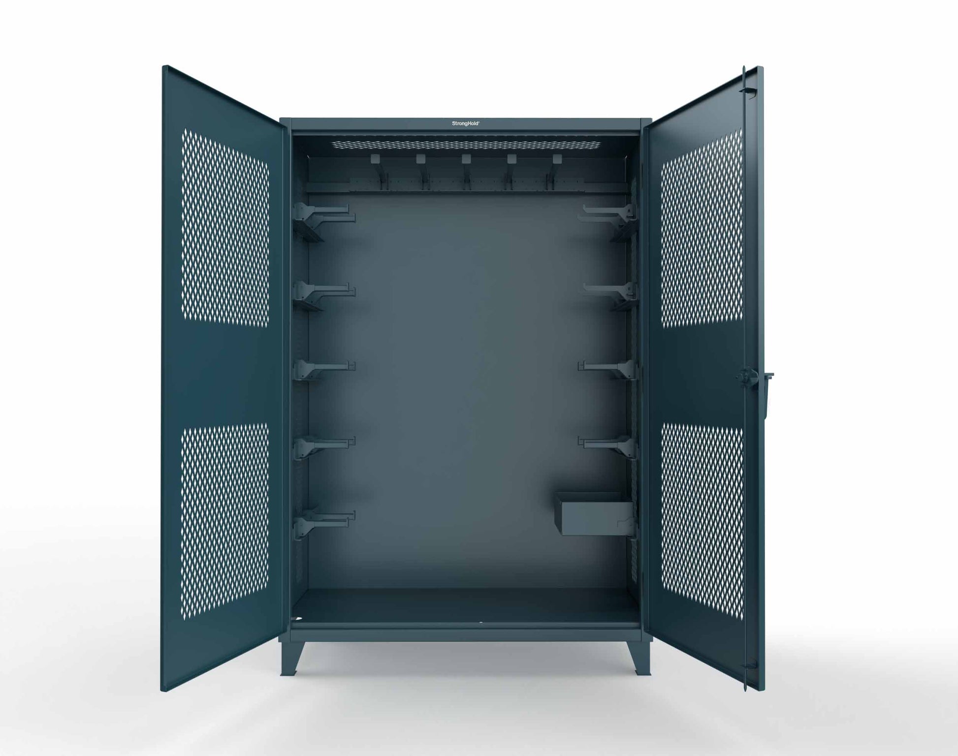 Extreme Duty 12 GA Rigging Cabinet with Ventilated Doors with Short & Long Hangers - 60 in. W x 24 in. D x 90 in. H - 57-VBS-240-23H-5001