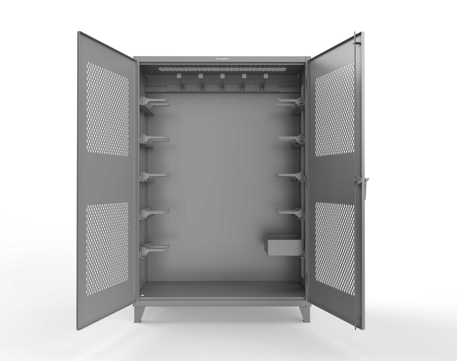 Extreme Duty 12 GA Rigging Cabinet with Ventilated Doors with Short & Long Hangers - 60 in. W x 24 in. D x 90 in. H - 57-VBS-240-23H-7037