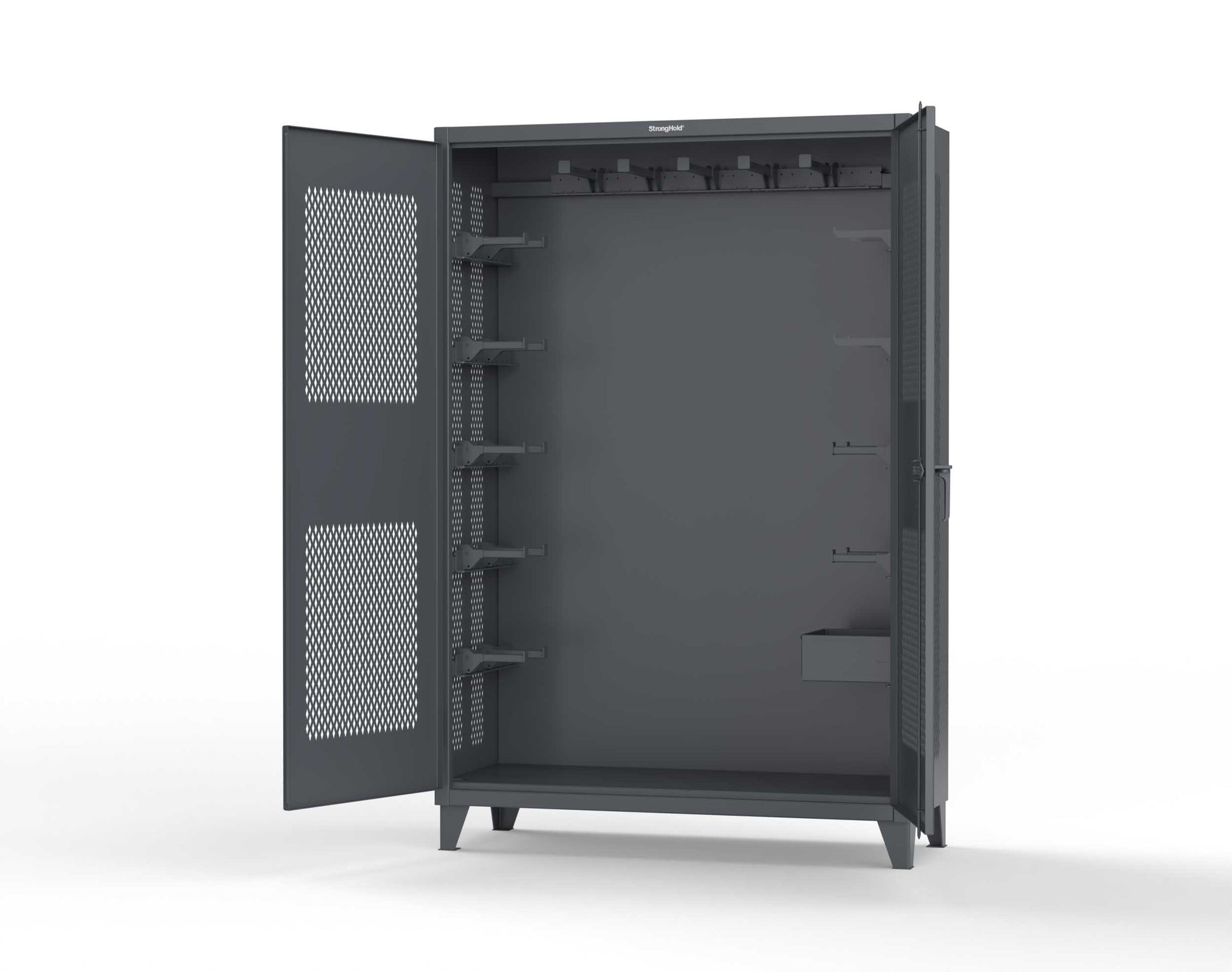 Extreme Duty 12 GA Rigging Cabinet with Ventilated Doors with Short & Long Hangers - 60 in. W x 24 in. D x 90 in. H - 57-VBS-240-23H-7024