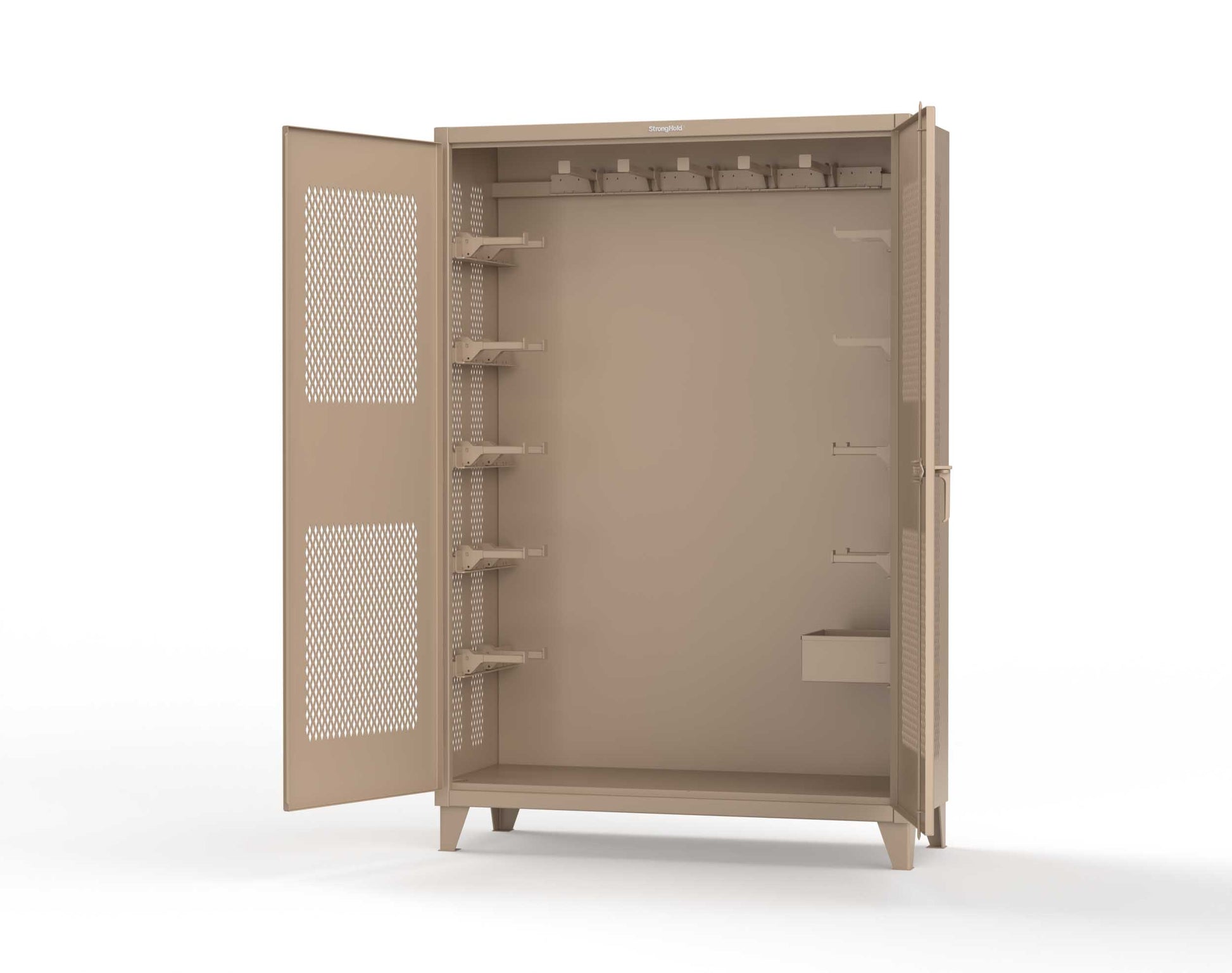 Extreme Duty 12 GA Rigging Cabinet with Ventilated Doors with Short & Long Hangers - 60 in. W x 24 in. D x 90 in. H - 57-VBS-240-23H-1019