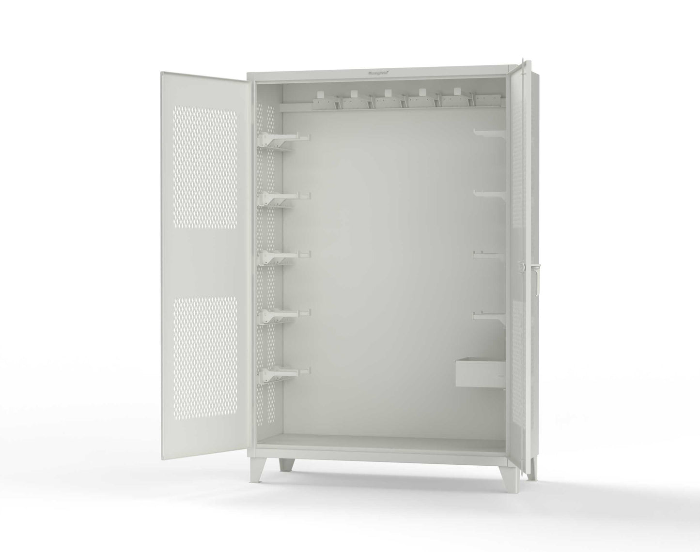 Extreme Duty 12 GA Rigging Cabinet with Ventilated Doors with Short & Long Hangers - 60 in. W x 24 in. D x 90 in. H - 57-VBS-240-23H-9003