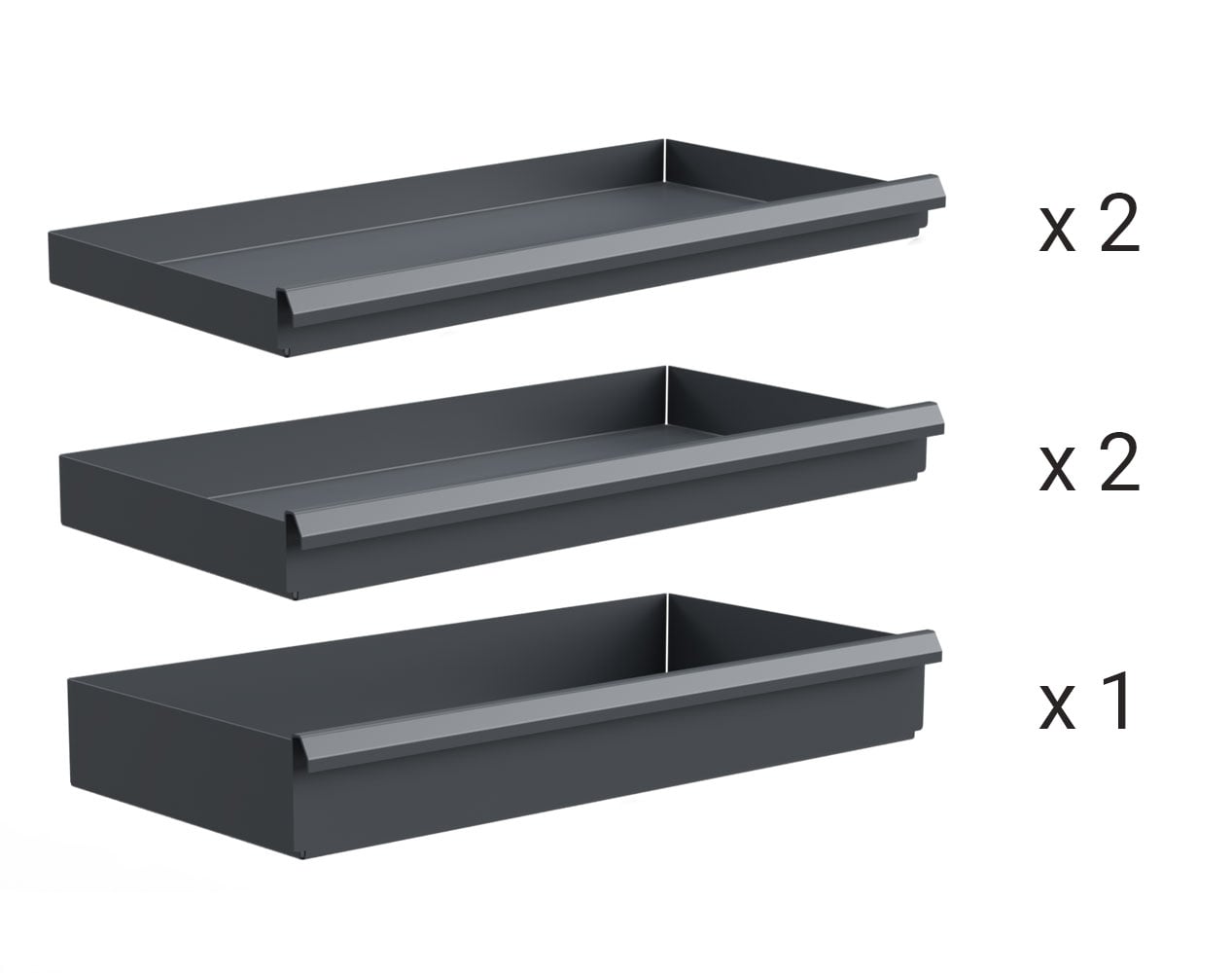 Extra Heavy Duty Drawer Kit with (2) 3in. (2) 4 in. (1) 6 in. Drawers for 48 in. W x 24 in. D Cabinet