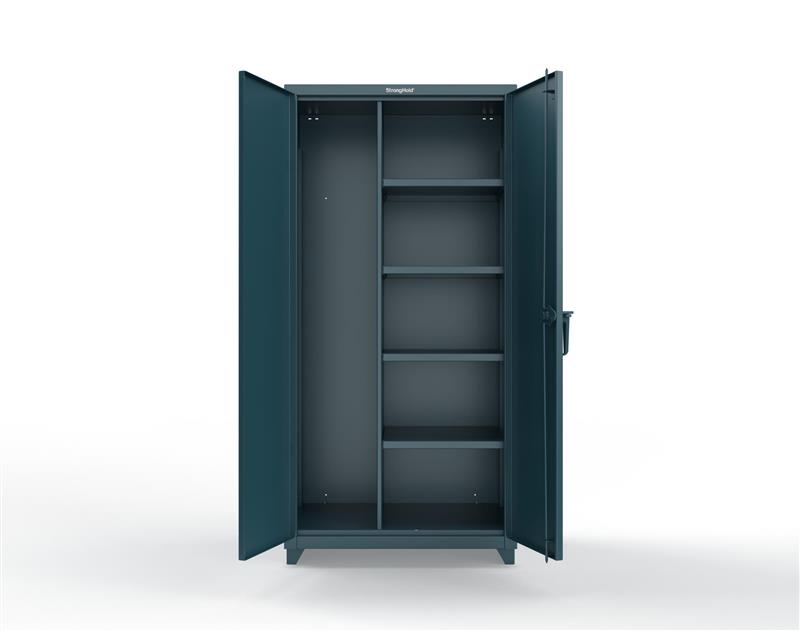 Extra Heavy Duty 14 GA Janitorial Cabinet with 4 Shelves - 36 In. W x 24 In. D x 75 In. H - 36-BC-244-L-5001