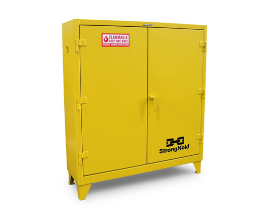 Extreme Duty 12 GA 60 Gallon Flammable Safety Cabinet with Manual-Closing Doors, 2 Shelves - 58 In. W x 18 In. D x 66 In. H