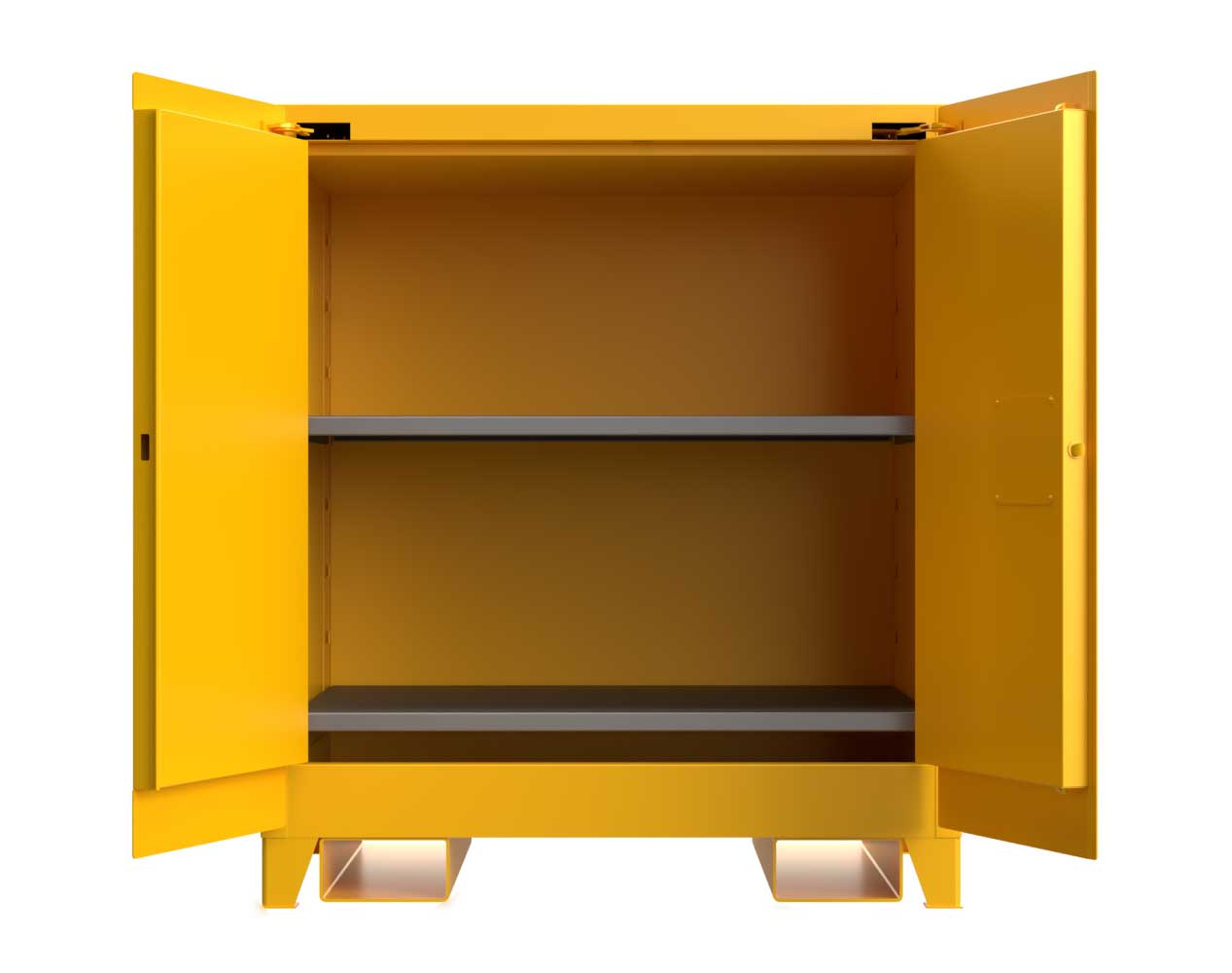 Extra Heavy Duty 14 GA 60 Gallon Flammable Safety Cabinet with Self-Closing Doors, 2 Shelves, Forklift Pockets - 43 In. W x 34 In. D x 49 In. H
