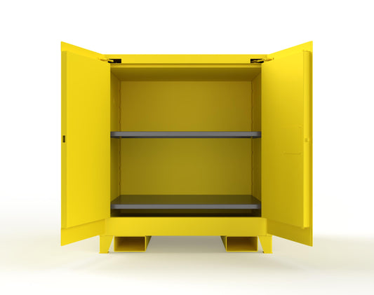 Extra Heavy Duty 14 GA 60 Gallon Flammable Safety Cabinet with Self-Closing Doors, 2 Shelves, Forklift Pockets - 43 In. W x 34 In. D x 49 In. H