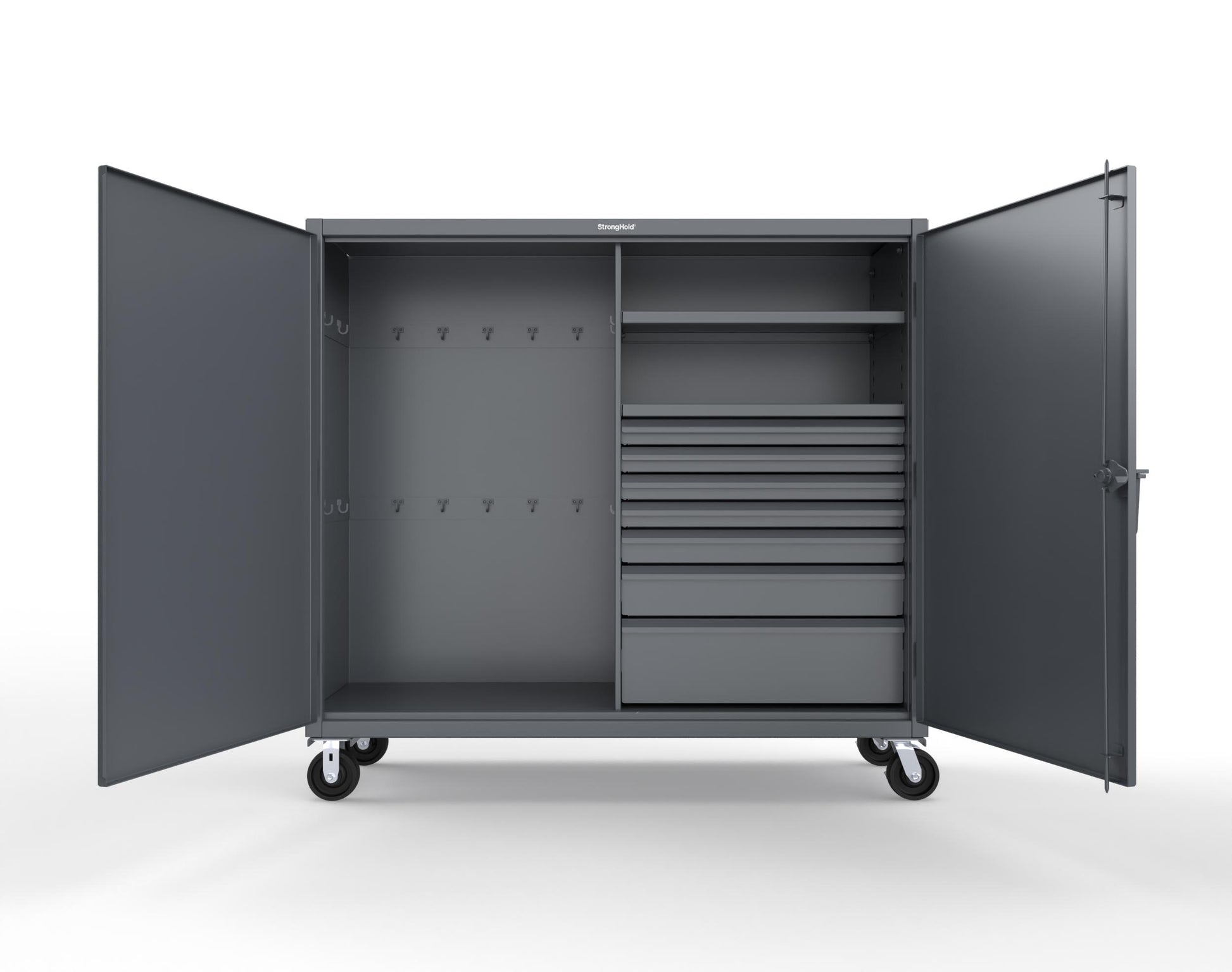 Extreme Duty 12 GA Mobile Rigging Cabinet with 7 Half-Width Drawers, 2 Shelves – 72 in. W x 24 in. D x 68 in. H - 65-242-7/5DB-CA-7024