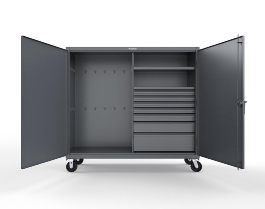 Extreme Duty 12 GA Mobile Rigging Cabinet with 7 Half-Width Drawers, 2 Shelves – 72 in. W x 24 in. D x 68 in. H - 65-242-7/5DB-CA-7024