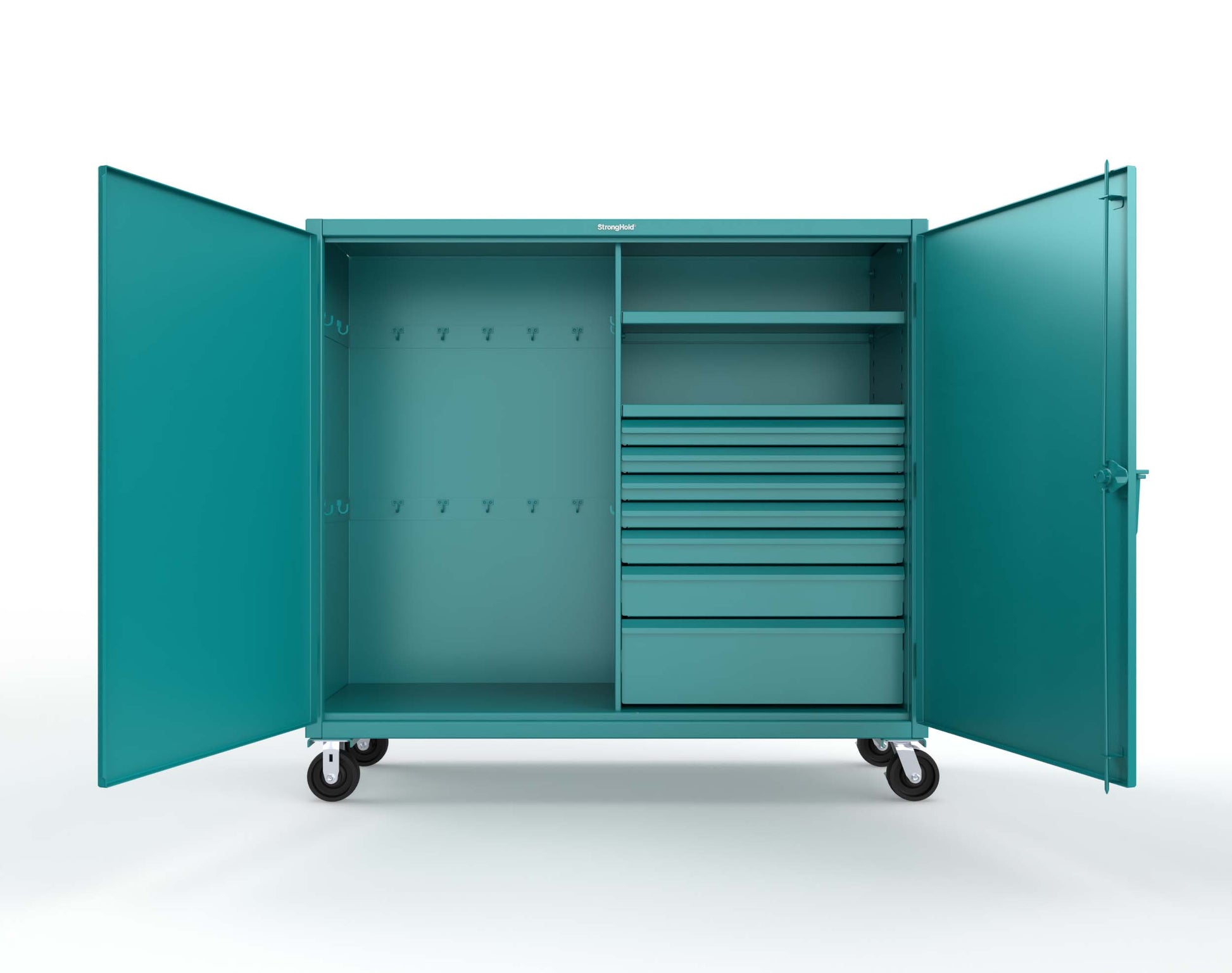 Extreme Duty 12 GA Mobile Rigging Cabinet with 7 Half-Width Drawers, 2 Shelves – 72 in. W x 24 in. D x 68 in. H - 65-242-7/5DB-CA-5021