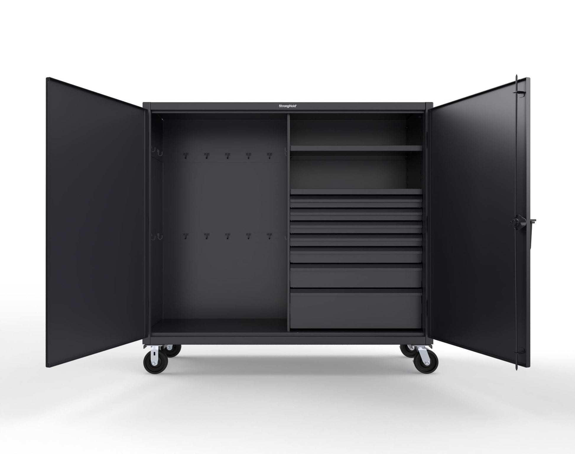 Extreme Duty 12 GA Mobile Rigging Cabinet with 7 Half-Width Drawers, 2 Shelves – 72 in. W x 24 in. D x 68 in. H - 65-242-7/5DB-CA-9005