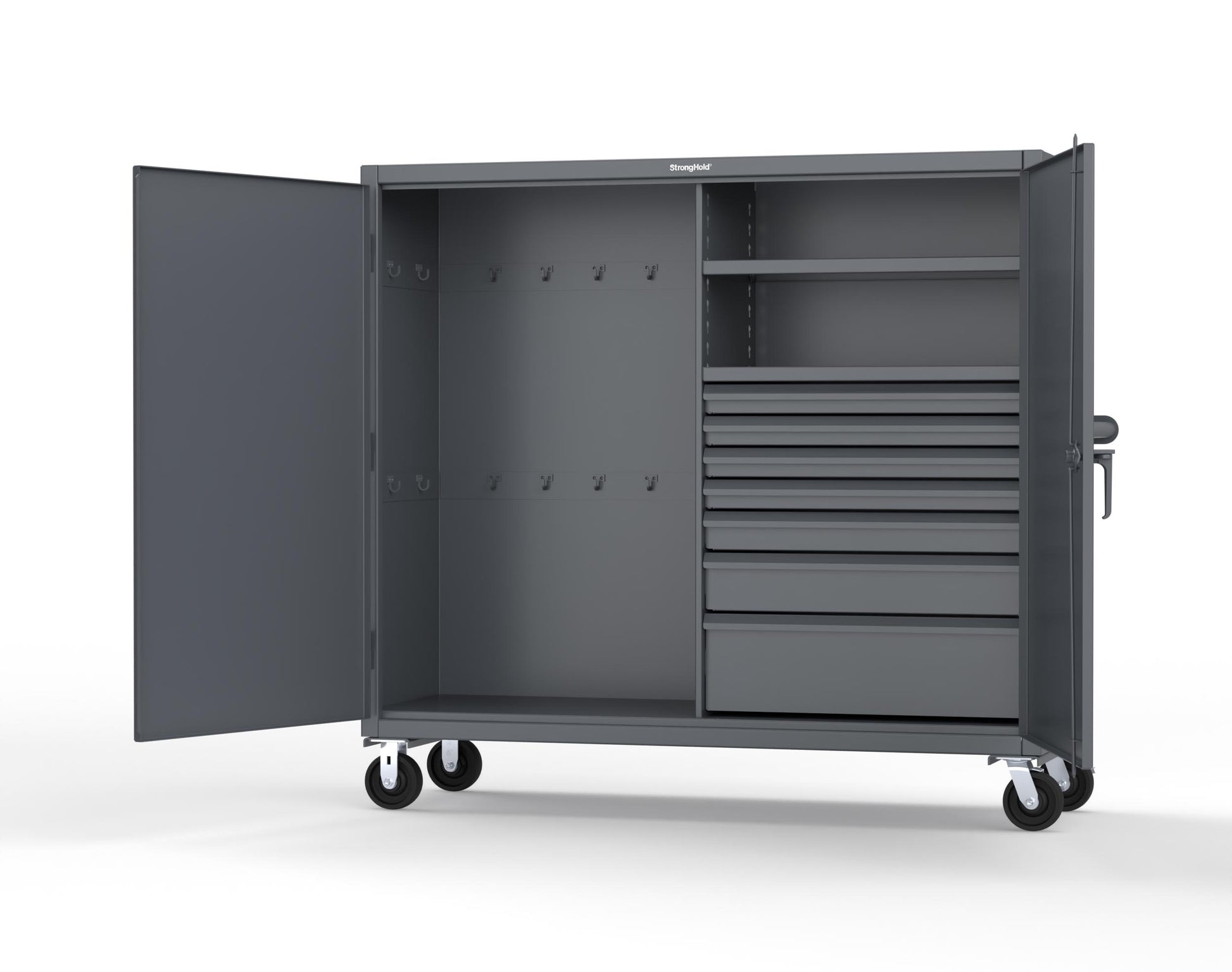 Extreme Duty 12 GA Mobile Rigging Cabinet with 7 Half-Width Drawers, 2 Shelves – 72 in. W x 24 in. D x 68 in. H - 65-242-7/5DB-CA-7024