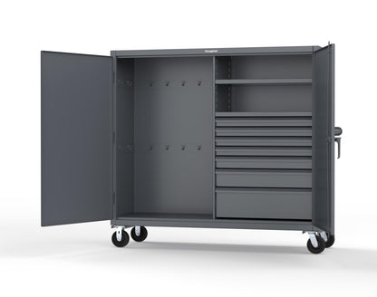 Extreme Duty 12 GA Mobile Rigging Cabinet with 7 Half-Width Drawers, 2 Shelves – 72 in. W x 24 in. D x 68 in. H - 65-242-7/5DB-CA-7024