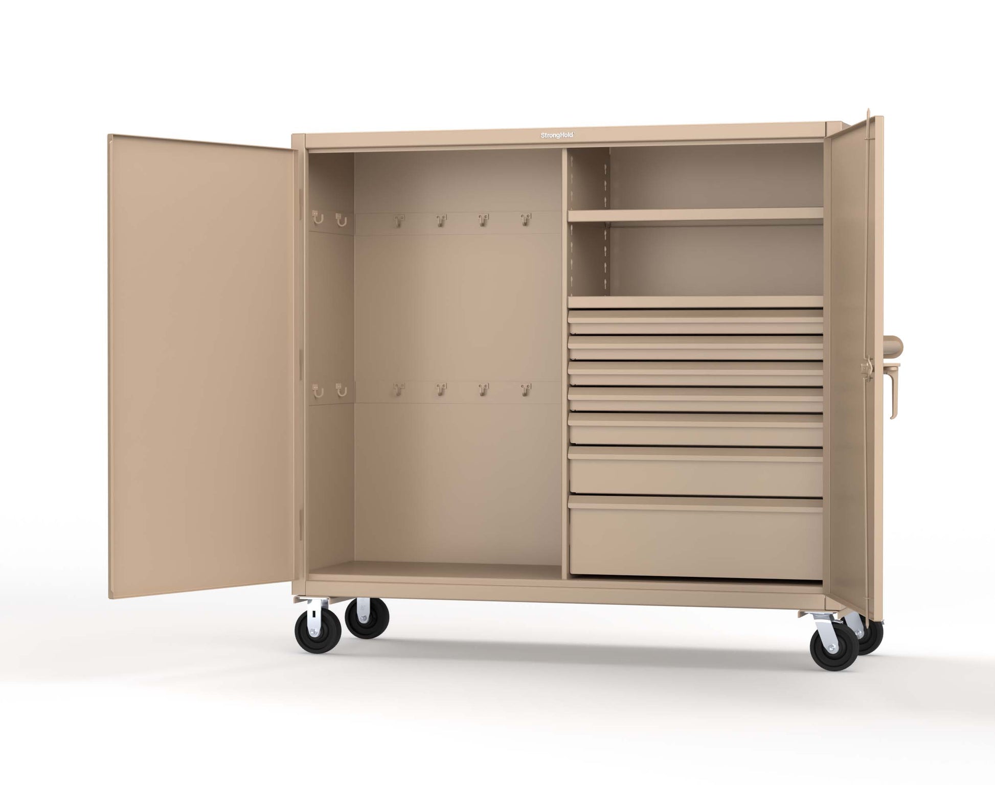 Extreme Duty 12 GA Mobile Rigging Cabinet with 7 Half-Width Drawers, 2 Shelves – 72 in. W x 24 in. D x 68 in. H - 65-242-7/5DB-CA-1019