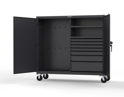 Extreme Duty 12 GA Mobile Rigging Cabinet with 7 Half-Width Drawers, 2 Shelves – 72 in. W x 24 in. D x 68 in. H - 65-242-7/5DB-CA-9005