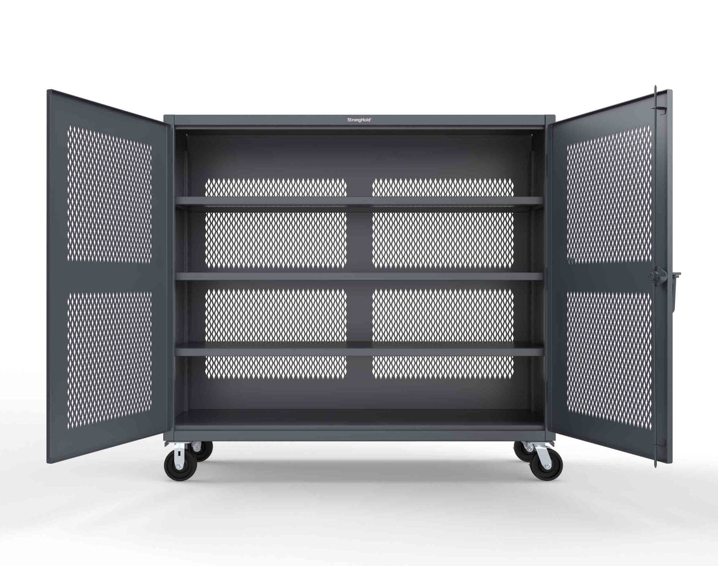 Extreme Duty 12 GA Fully-Ventilated Mobile Cabinet with 3 Shelves - 72 In. W x 24 In. D x 68 In. H - 65-VB-243-CA-7024