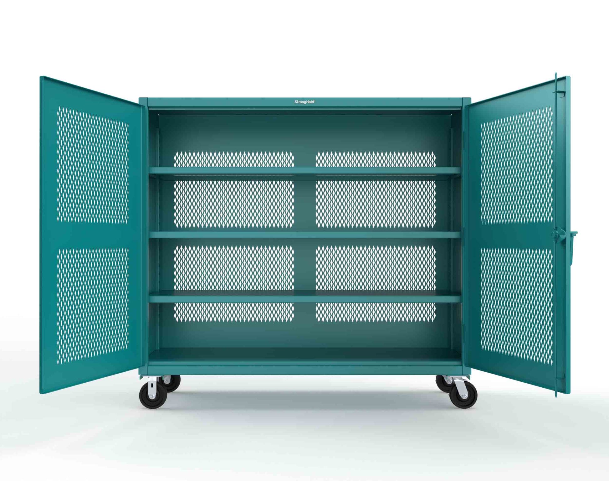 Extreme Duty 12 GA Fully-Ventilated Mobile Cabinet with 3 Shelves - 72 In. W x 24 In. D x 68 In. H - 65-VB-243-CA-5021