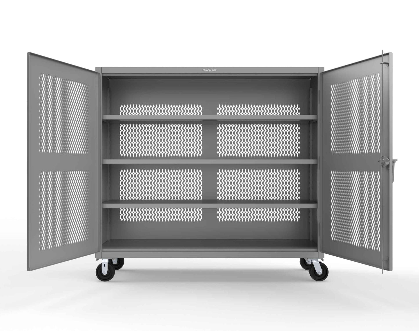 Extreme Duty 12 GA Fully-Ventilated Mobile Cabinet with 3 Shelves - 72 In. W x 24 In. D x 68 In. H - 65-VB-243-CA-7037