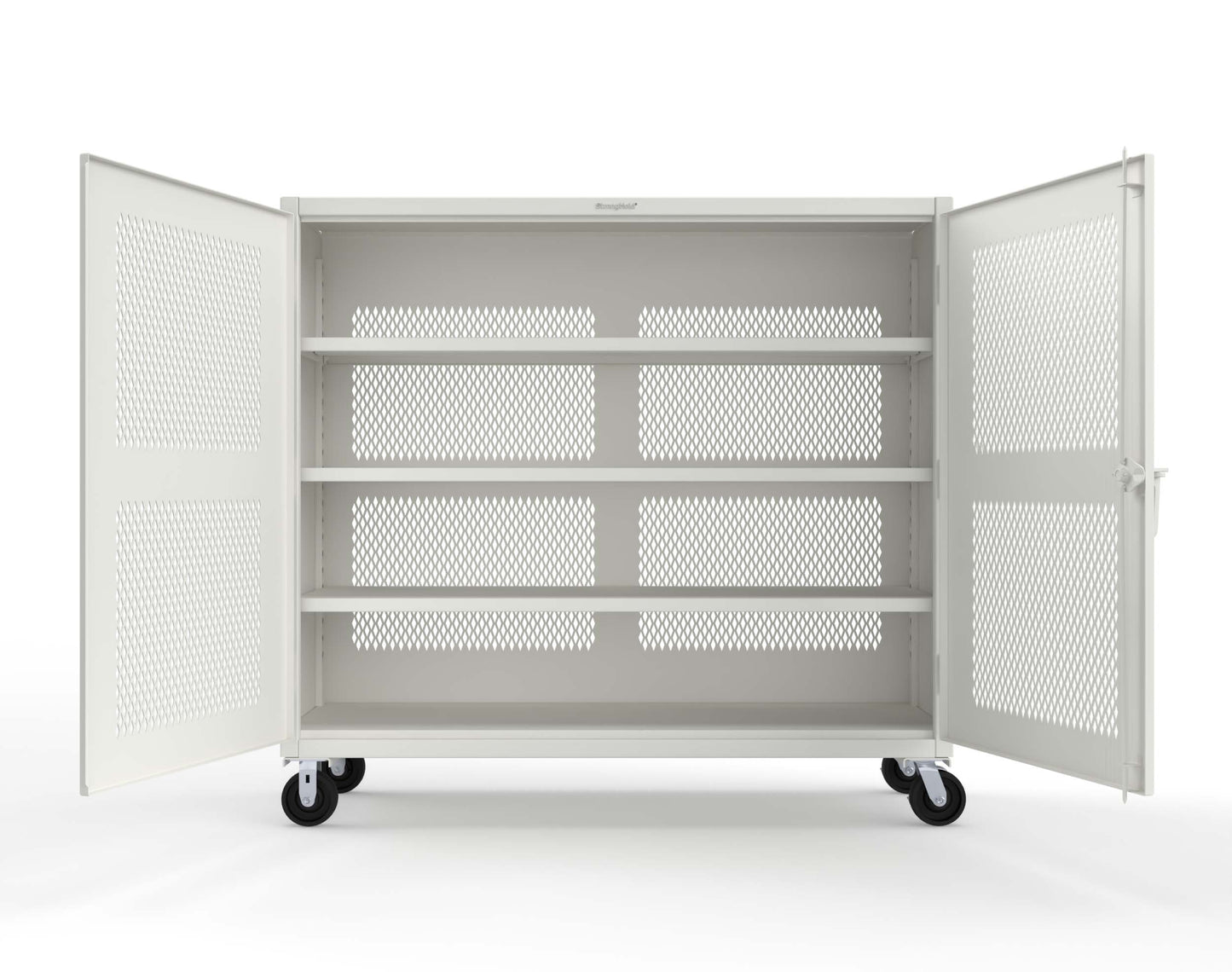 Extreme Duty 12 GA Fully-Ventilated Mobile Cabinet with 3 Shelves - 72 In. W x 24 In. D x 68 In. H - 65-VB-243-CA-9003