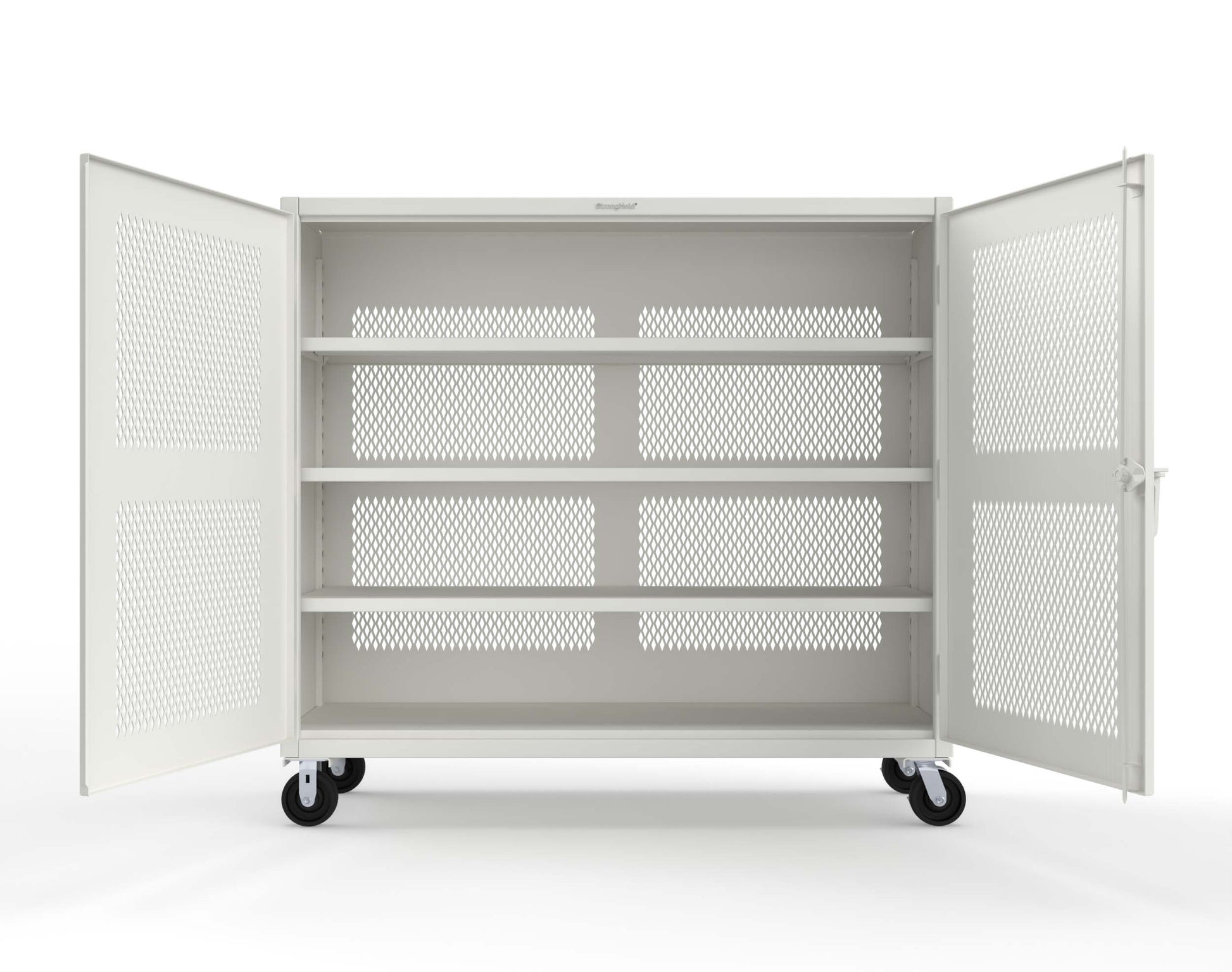 Extreme Duty 12 GA Fully-Ventilated Mobile Cabinet with 3 Shelves - 72 In. W x 24 In. D x 68 In. H - 65-VB-243-CA-9003