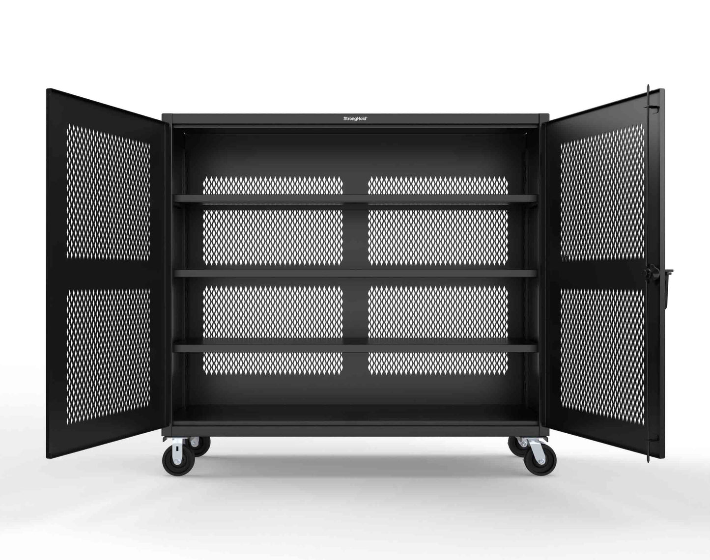 Extreme Duty 12 GA Fully-Ventilated Mobile Cabinet with 3 Shelves - 72 In. W x 24 In. D x 68 In. H - 65-VB-243-CA-9005