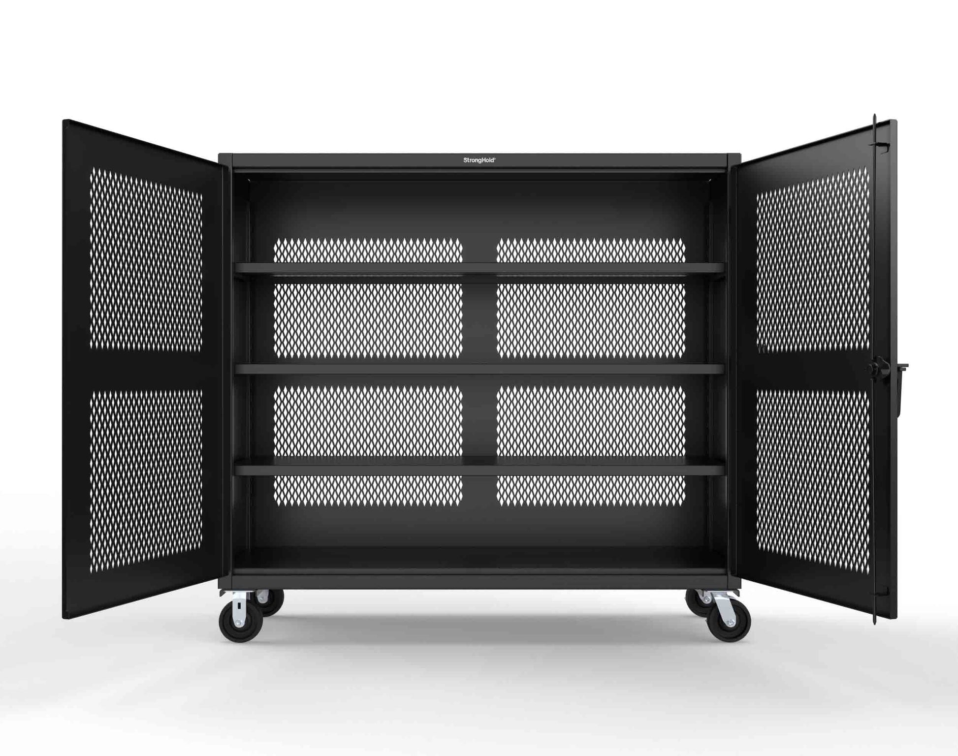 Extreme Duty 12 GA Fully-Ventilated Mobile Cabinet with 3 Shelves - 72 In. W x 24 In. D x 68 In. H - 65-VB-243-CA-9005