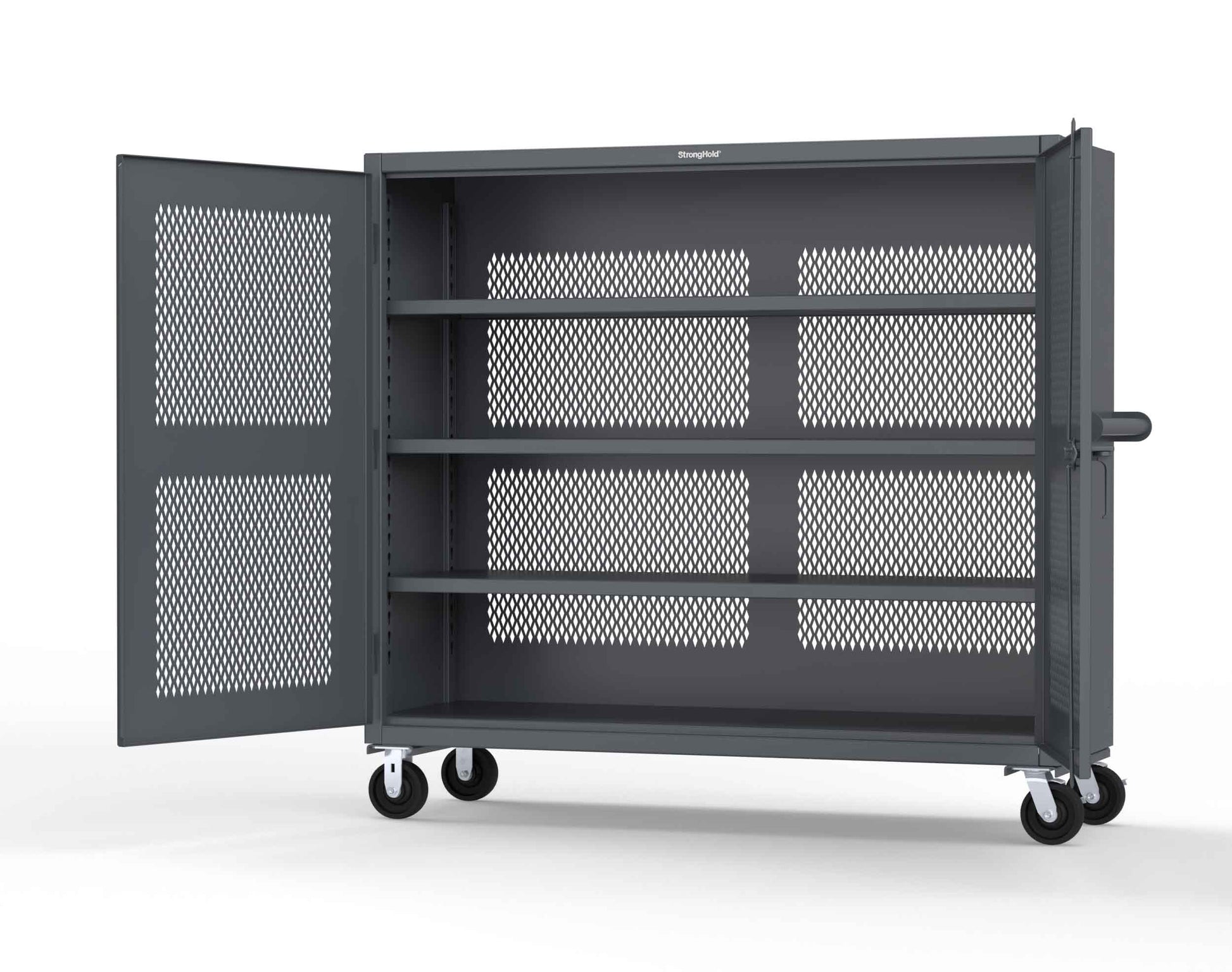 Extreme Duty 12 GA Fully-Ventilated Mobile Cabinet with 3 Shelves - 72 In. W x 24 In. D x 68 In. H - 65-VB-243-CA-7024