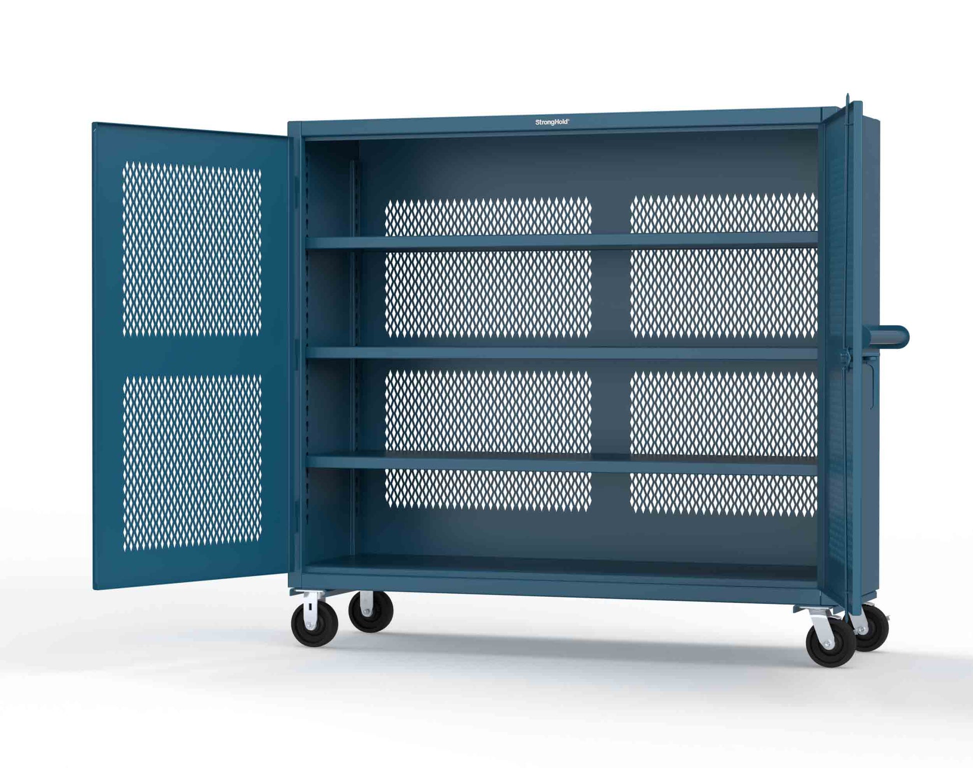 Extreme Duty 12 GA Fully-Ventilated Mobile Cabinet with 3 Shelves - 72 In. W x 24 In. D x 68 In. H - 65-VB-243-CA-5001