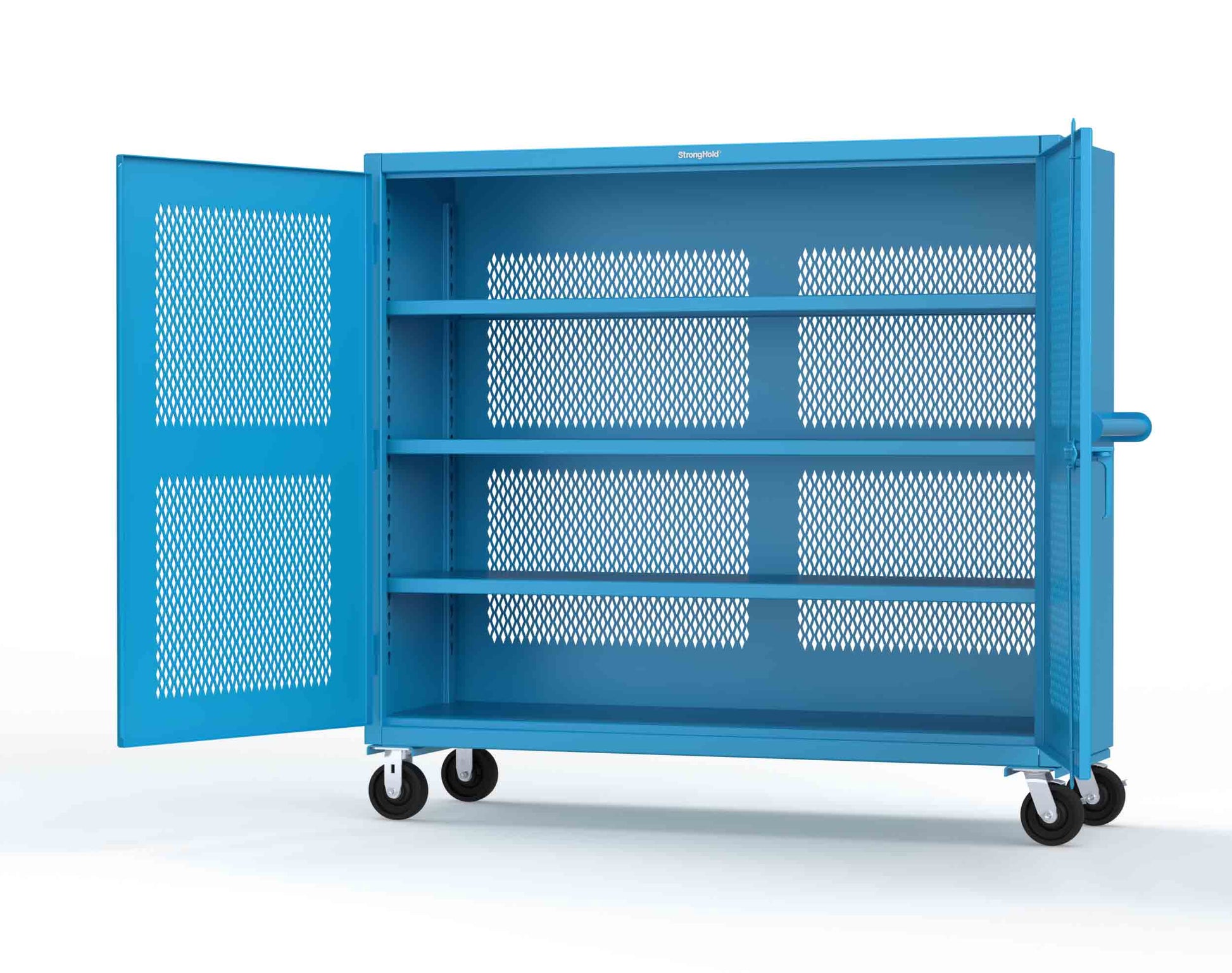 Extreme Duty 12 GA Fully-Ventilated Mobile Cabinet with 3 Shelves - 72 In. W x 24 In. D x 68 In. H - 65-VB-243-CA-5012