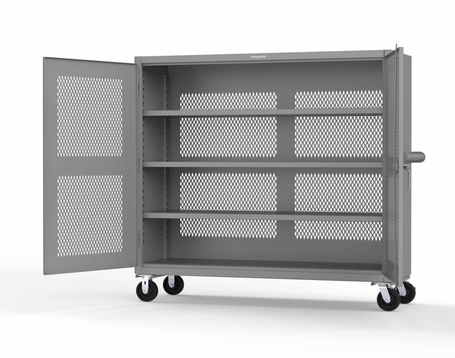Extreme Duty 12 GA Fully-Ventilated Mobile Cabinet with 3 Shelves - 72 In. W x 24 In. D x 68 In. H - 65-VB-243-CA-7037