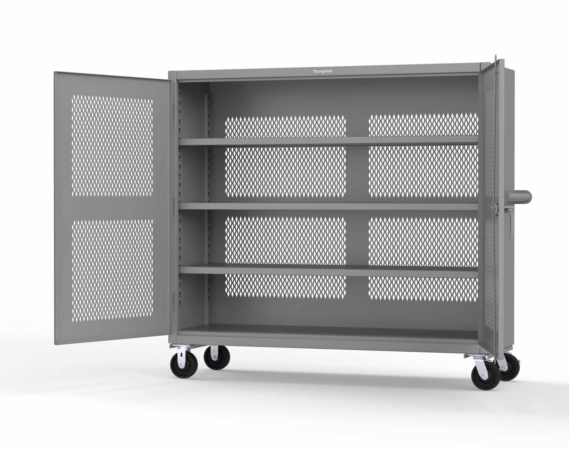 Extreme Duty 12 GA Fully-Ventilated Mobile Cabinet with 3 Shelves - 72 In. W x 24 In. D x 68 In. H - 65-VB-243-CA-7037