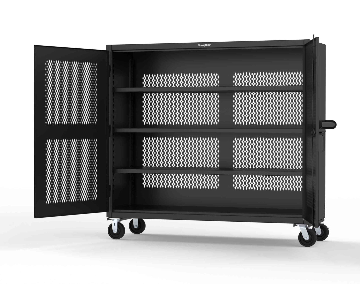Extreme Duty 12 GA Fully-Ventilated Mobile Cabinet with 3 Shelves - 72 In. W x 24 In. D x 68 In. H - 65-VB-243-CA-9005