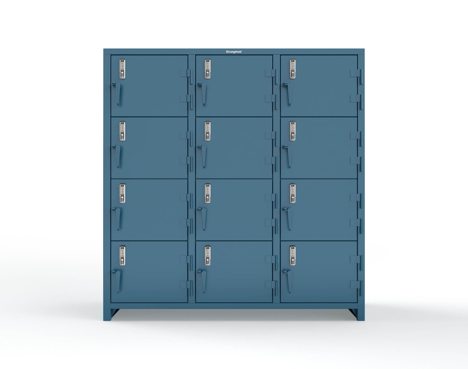 Extra Heavy Duty 14 GA 4-Tier Locker with Keyless Entry Lock, 12 Compartments – 72 in. W x 24 in. D x 75 in. H - 66-12D-24-4T-EK-L-5001
