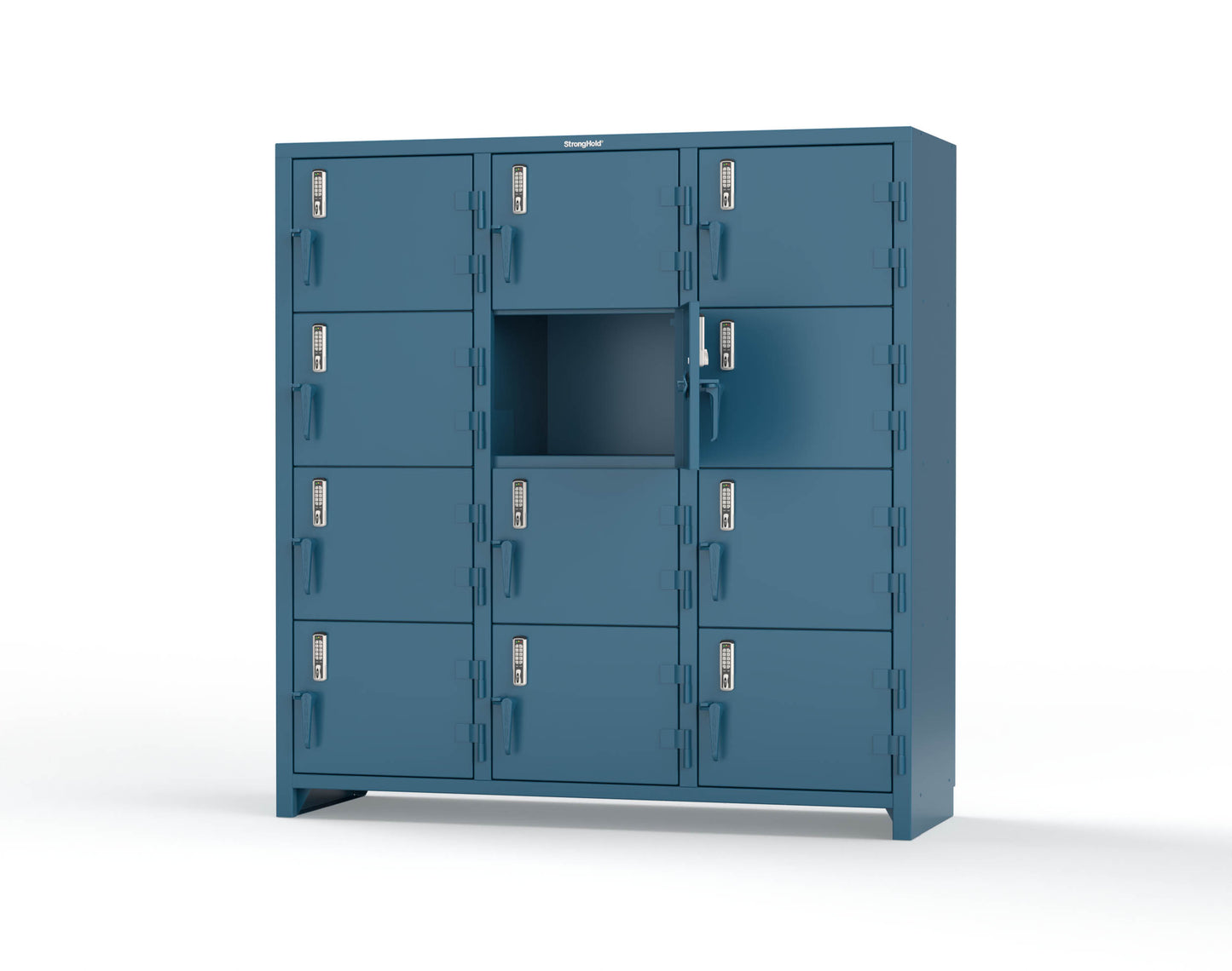 Extra Heavy Duty 14 GA 4-Tier Locker with Keyless Entry Lock, 12 Compartments – 72 in. W x 24 in. D x 75 in. H - 66-12D-24-4T-EK-L-5001