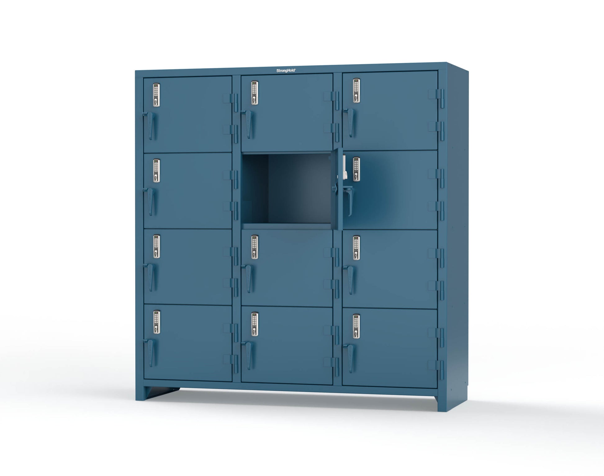 Extra Heavy Duty 14 GA 4-Tier Locker with Keyless Entry Lock, 12 Compartments – 72 in. W x 24 in. D x 75 in. H - 66-12D-24-4T-EK-L-5001