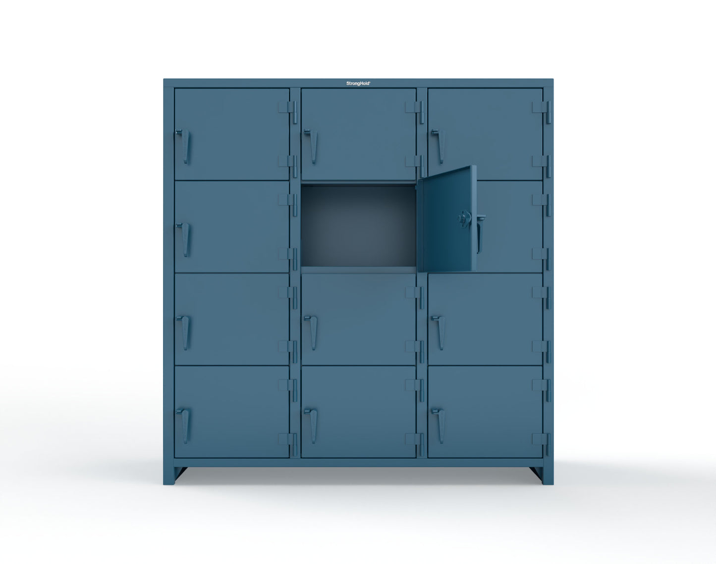 Extra Heavy Duty 14 GA 4-Tier Locker, 12 Compartments -72 in. W x 24 in. D x 75 in. H - 66-12D-24-4T-L-5001