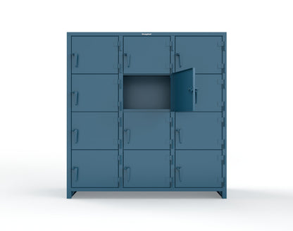 Extra Heavy Duty 14 GA 4-Tier Locker, 12 Compartments -72 in. W x 24 in. D x 75 in. H - 66-12D-24-4T-L-5001