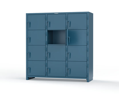 Extra Heavy Duty 14 GA 4-Tier Locker, 12 Compartments -72 in. W x 24 in. D x 75 in. H - 66-12D-24-4T-L-5001