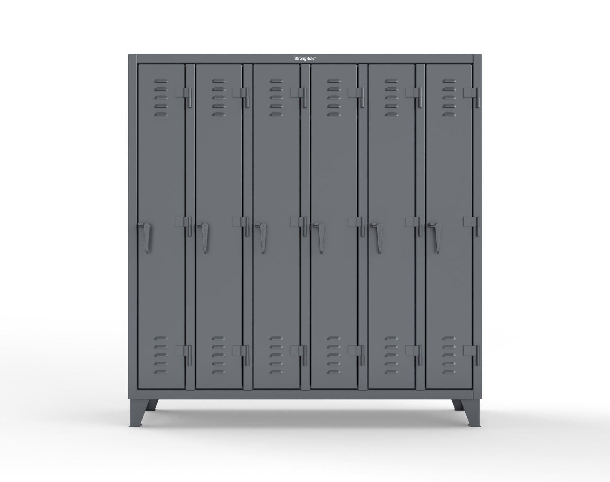 Extreme Duty 12 GA Single-Tier Locker with 6 Compartments, Louvered Doors, Wardrobe Rod - 74 in. W x 18in. D x 78 in. H - 66-18-1TSL-7024