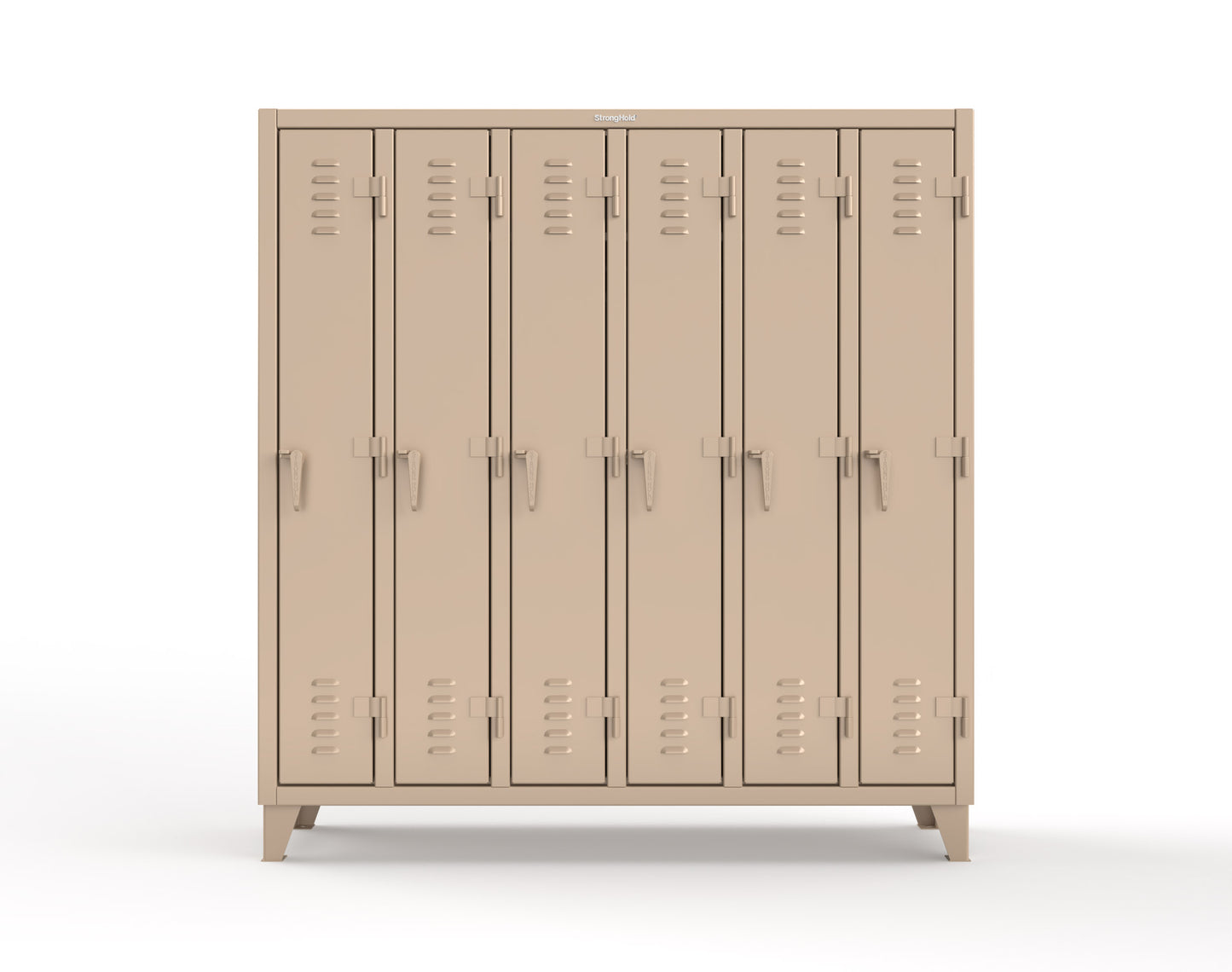 Extreme Duty 12 GA Single-Tier Locker with 6 Compartments, Louvered Doors, Wardrobe Rod - 74 in. W x 18in. D x 78 in. H - 66-18-1TSL-1019
