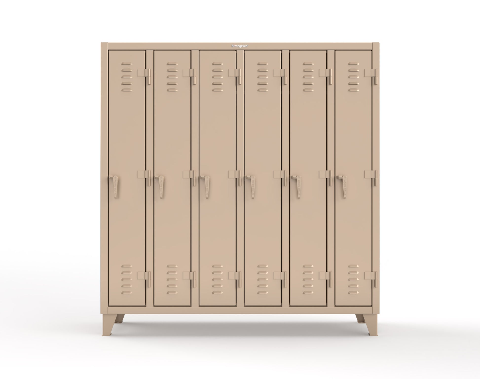 Extreme Duty 12 GA Single-Tier Locker with 6 Compartments, Louvered Doors, Wardrobe Rod - 74 in. W x 18in. D x 78 in. H - 66-18-1TSL-1019