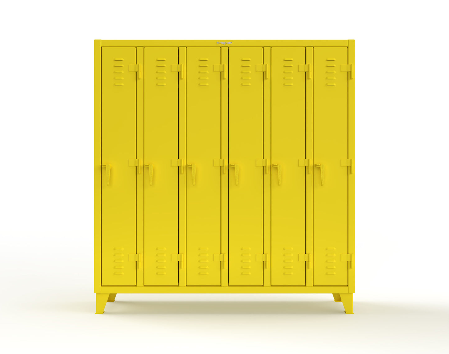 Extreme Duty 12 GA Single-Tier Locker with 6 Compartments, Louvered Doors, Wardrobe Rod - 74 in. W x 18in. D x 78 in. H - 66-18-1TSL-1023