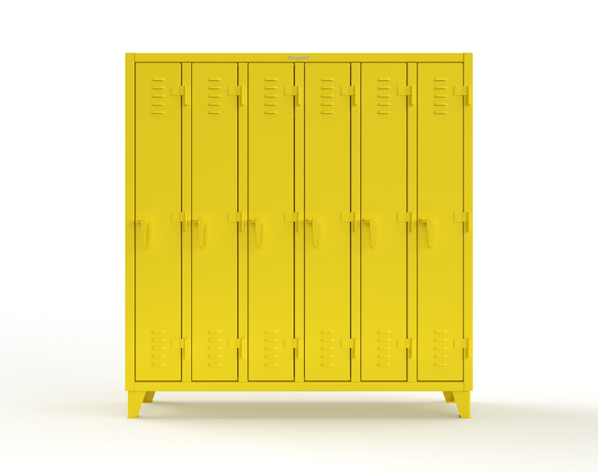 Extreme Duty 12 GA Single-Tier Locker with 6 Compartments, Louvered Doors, Wardrobe Rod - 74 in. W x 18in. D x 78 in. H - 66-18-1TSL-1023