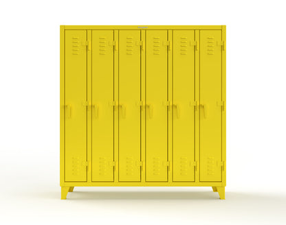 Extreme Duty 12 GA Single-Tier Locker with 6 Compartments, Louvered Doors, Wardrobe Rod - 74 in. W x 18in. D x 78 in. H - 66-18-1TSL-1023