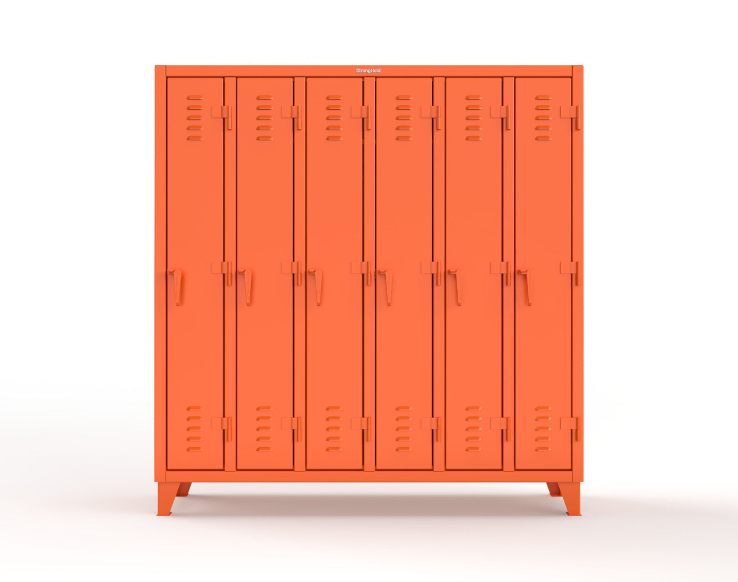 Extreme Duty 12 GA Single-Tier Locker with 6 Compartments, Louvered Doors, Wardrobe Rod - 74 in. W x 18in. D x 78 in. H - 66-18-1TSL-2004
