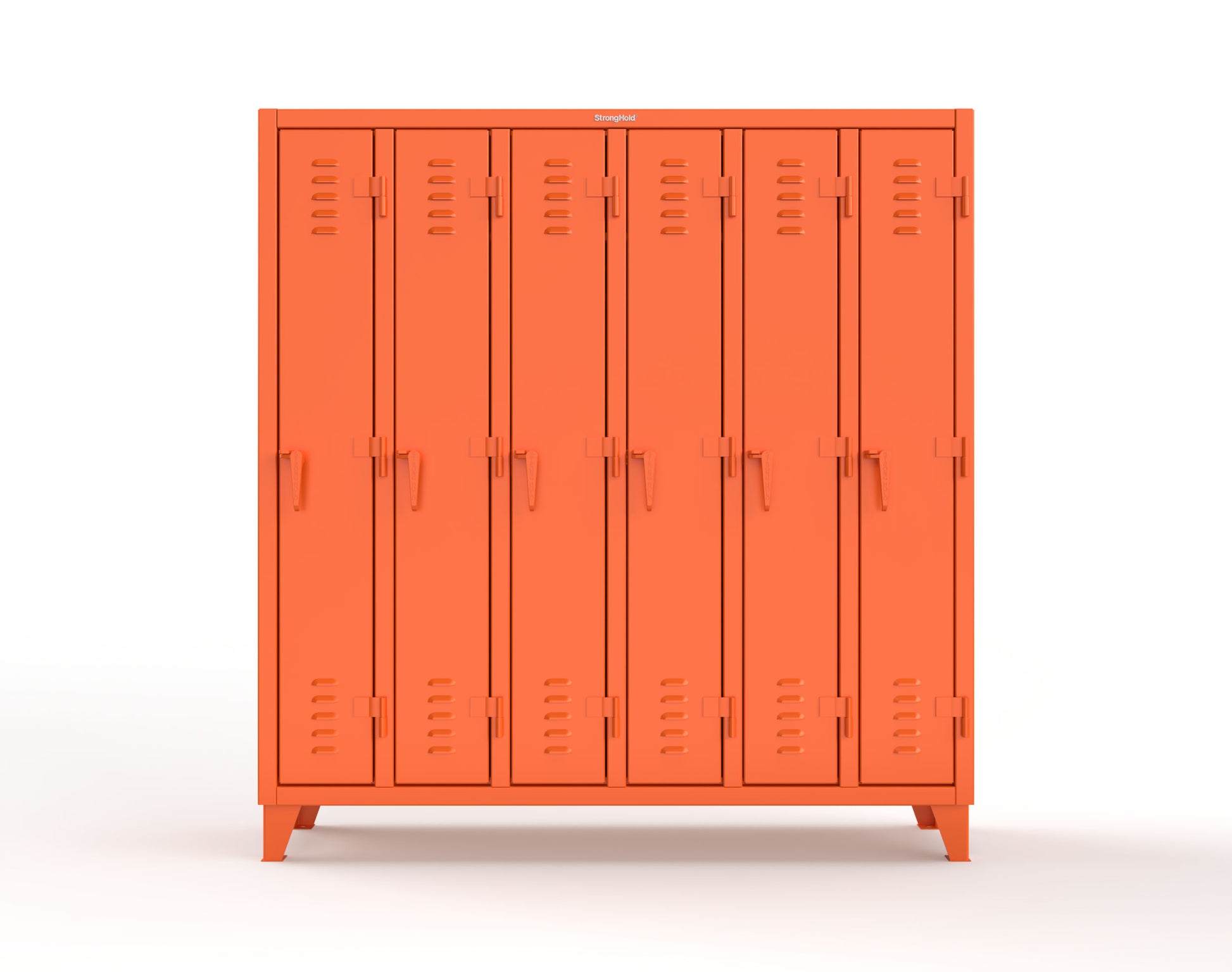 Extreme Duty 12 GA Single-Tier Locker with 6 Compartments, Louvered Doors, Wardrobe Rod - 74 in. W x 18in. D x 78 in. H - 66-18-1TSL-2004
