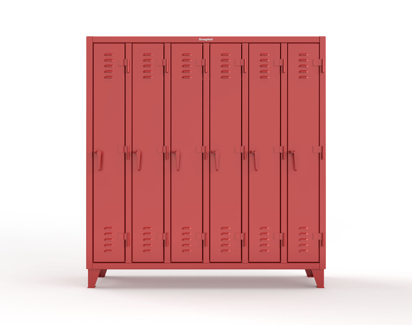 Extreme Duty 12 GA Single-Tier Locker with 6 Compartments, Louvered Doors, Wardrobe Rod - 74 in. W x 18in. D x 78 in. H - 66-18-1TSL-3001