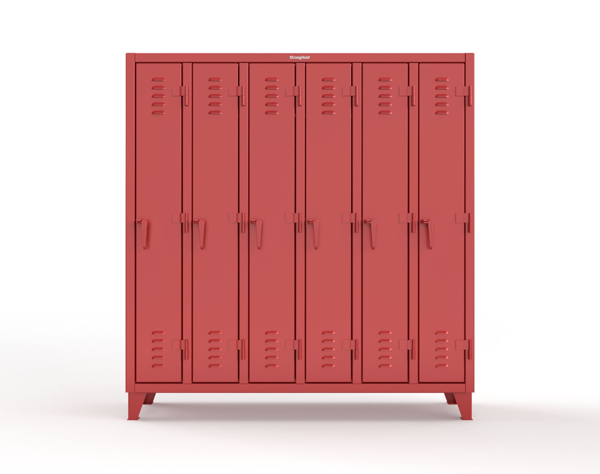 Extreme Duty 12 GA Single-Tier Locker with 6 Compartments, Louvered Doors, Wardrobe Rod - 74 in. W x 18in. D x 78 in. H - 66-18-1TSL-3001